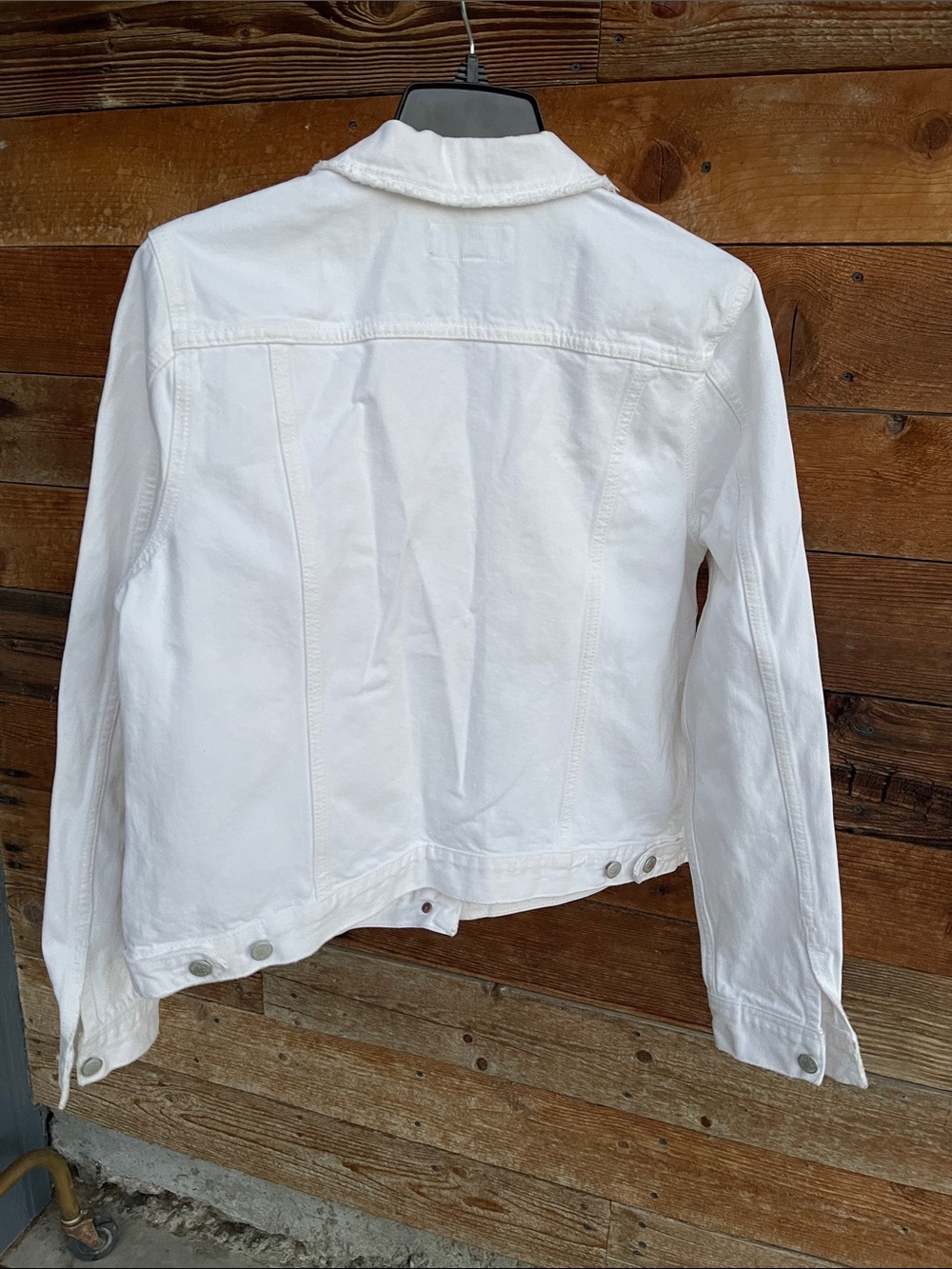 Lucky Brand White Cropped Denim Jean Jacket Women’s XL Distressed Trucker Jacket - Picture 10 of 10